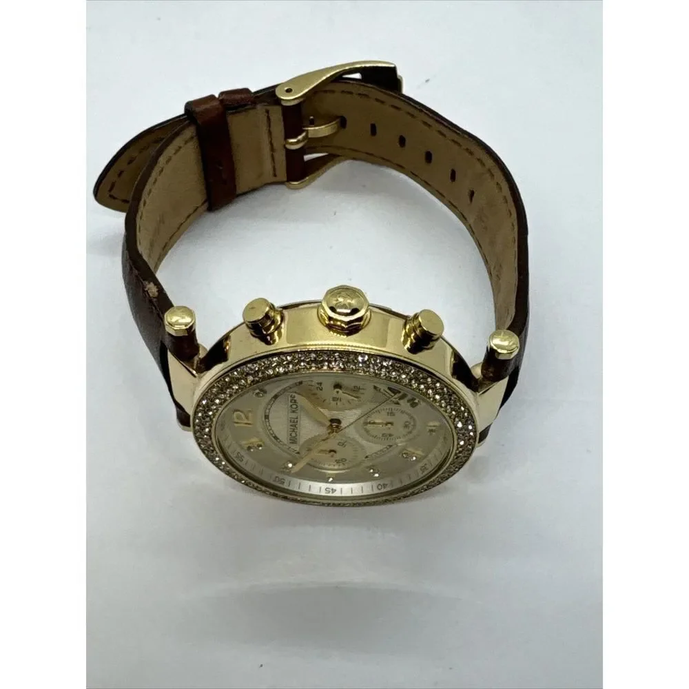 Michael Kors Parker MK2249 Women's Brown Leather Strap Analog Dial Watch JNA431